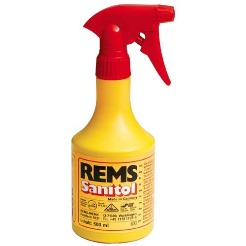 Резьбонарезное масло Rems Sanitol (пульверизатор) - смазка для нарезания резьбы cпециально для водопроводов питьевой воды. Подходит для универсального использования, для всех материалов.