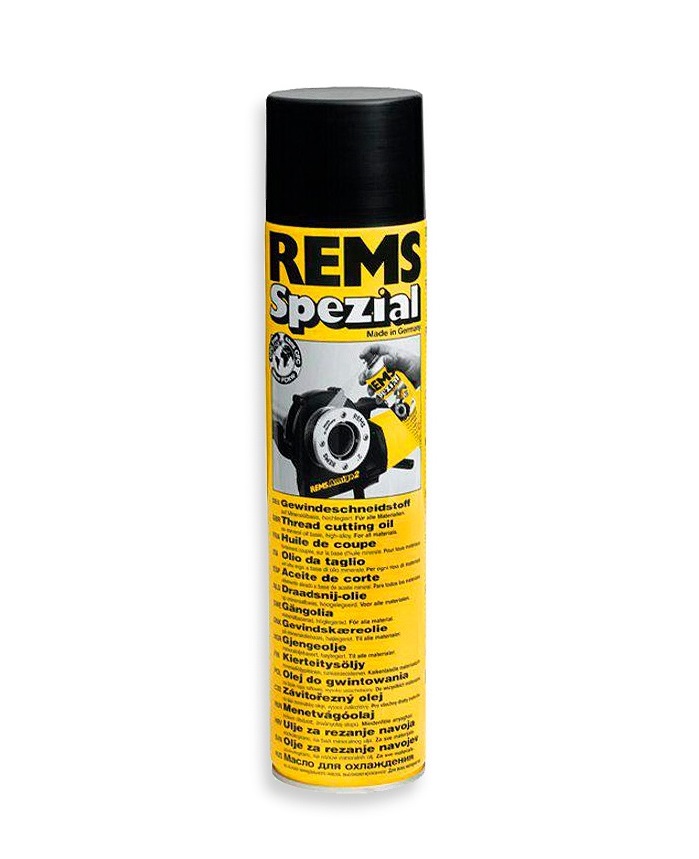 Резьбонарезное масло Rems Spezial (спрей) - высоколегированная смазка для нарезания резьбы на основе минеральных масел. С особенно высокими смазывающими и охлаждающими свойствами. Для всех материалов.
